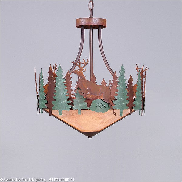 Avalanche Ranch Crestline-Deer A44731IV-HR-04 Pendant Light - Pine Green/Rust Patina