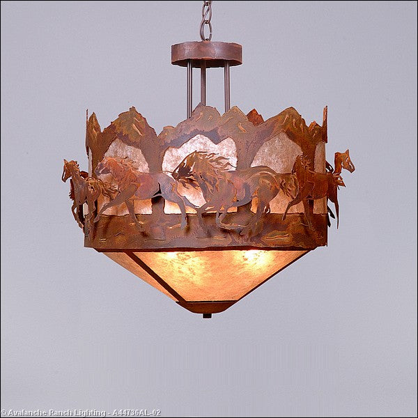 Avalanche Ranch Crestline-Horse-Mountain A44736AL-02 Pendant Light - Rust Patina