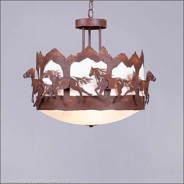 Avalanche Ranch Crestline-Horse-Mountain A44736FC-02 Pendant Light - Rust Patina