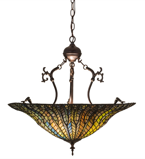 Meyda Tiffany Tiffany Lotus Leaf 30993 Pendant Light - Mahogany Bronze