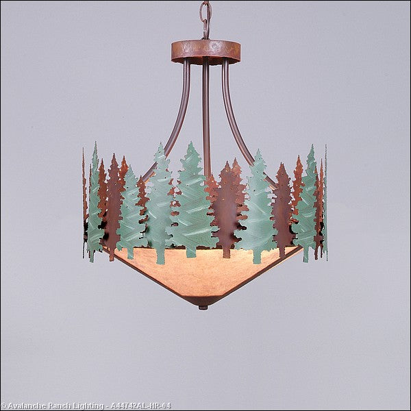 Avalanche Ranch Crestline-Pine Tree A44742AL-HR-04 Pendant Light - Pine Green/Rust Patina