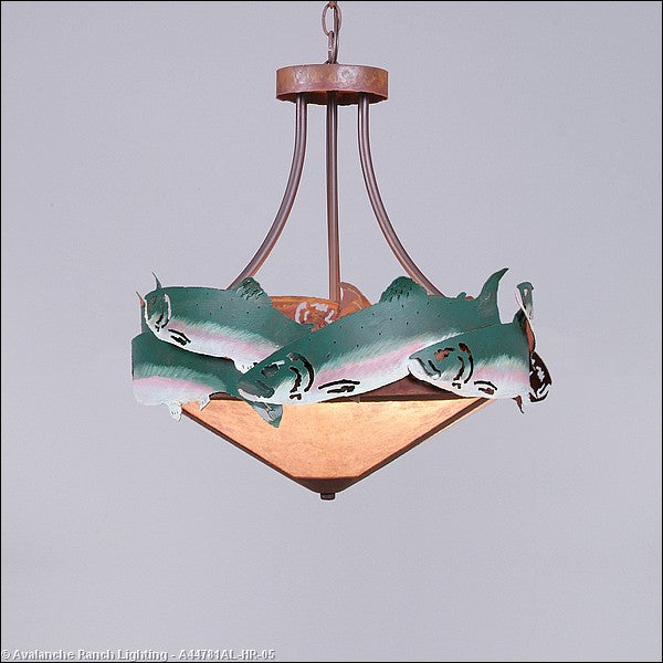Avalanche Ranch Crestline-Trout A44781AL-HR-05 Pendant Light - Fish/Rust Patina