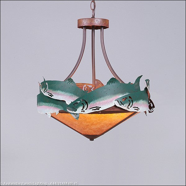 Avalanche Ranch Crestline-Trout A44781AM-HR-05 Pendant Light - Fish/Rust Patina