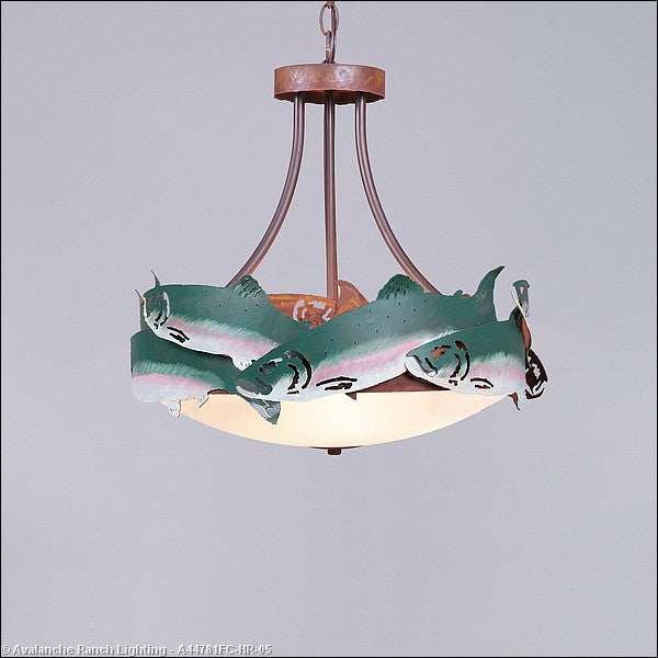 Avalanche Ranch Crestline-Trout A44781FC-HR-05 Pendant Light - Fish/Rust Patina