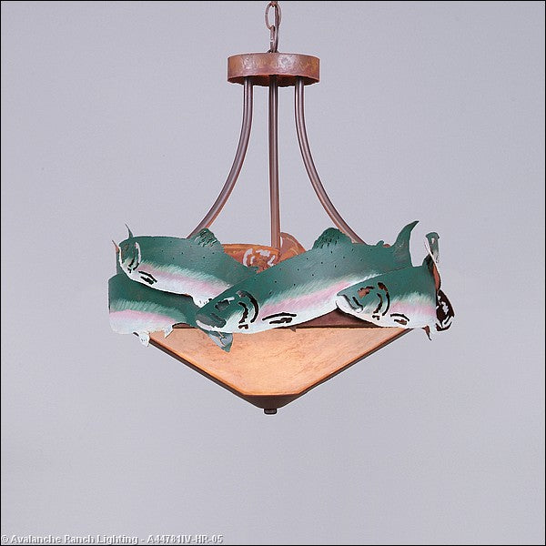 Avalanche Ranch Crestline-Trout A44781IV-HR-05 Pendant Light - Fish/Rust Patina
