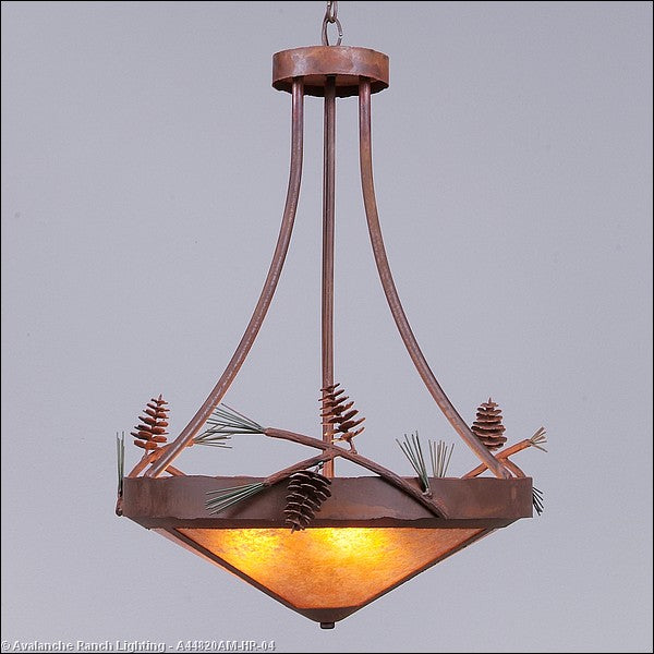 Avalanche Ranch Crestline-Pine Cone A44820AM-HR-04 Pendant Light - Pine Green/Rust Patina