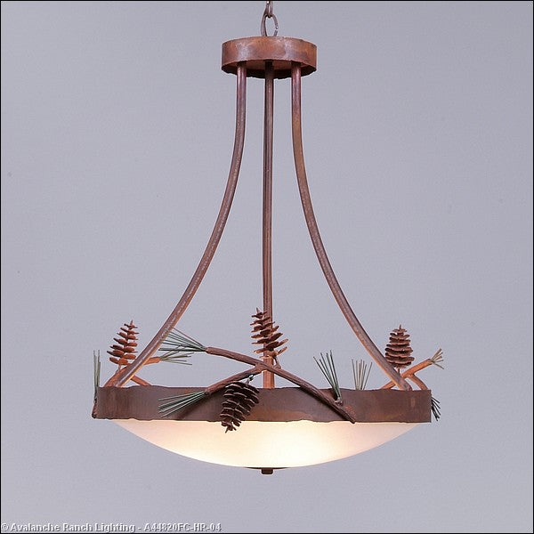Avalanche Ranch Crestline-Pine Cone A44820FC-HR-04 Pendant Light - Pine Green/Rust Patina