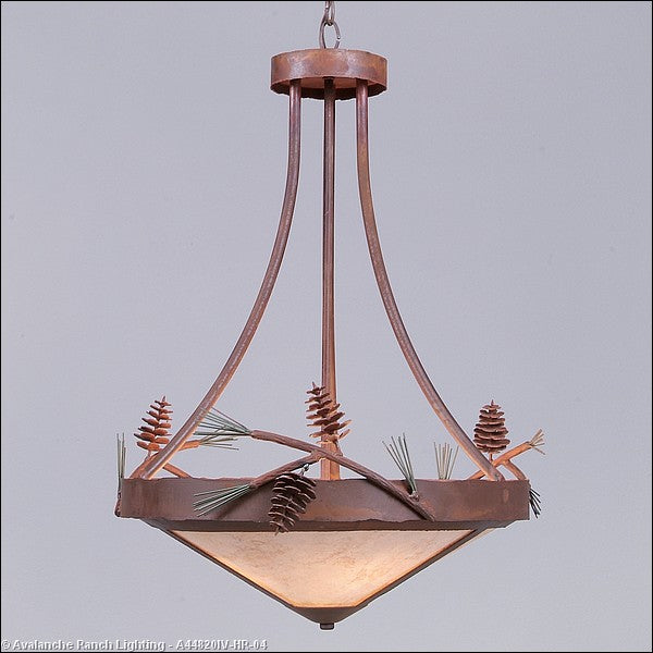Avalanche Ranch Crestline-Pine Cone A44820IV-HR-04 Pendant Light - Pine Green/Rust Patina
