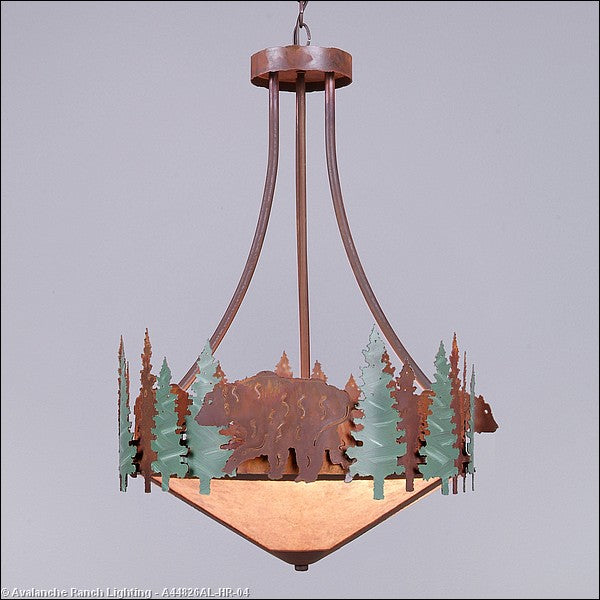 Avalanche Ranch Crestline-Bear A44826AL-HR-04 Pendant Light - Pine Green/Rust Patina
