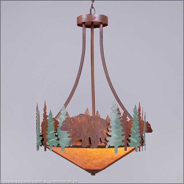 Avalanche Ranch Crestline-Bear A44826AM-HR-04 Pendant Light - Pine Green/Rust Patina