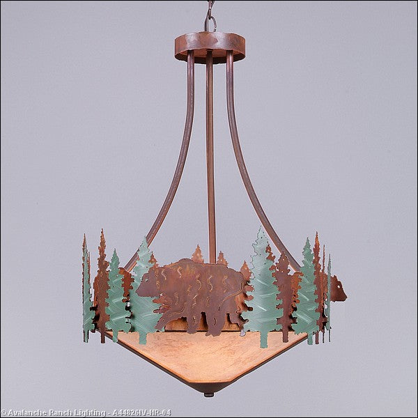 Avalanche Ranch Crestline-Bear A44826IV-HR-04 Pendant Light - Pine Green/Rust Patina