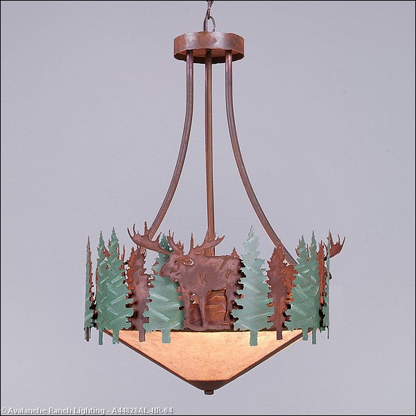 Avalanche Ranch Crestline-Moose A44828AL-HR-04 Pendant Light - Pine Green/Rust Patina