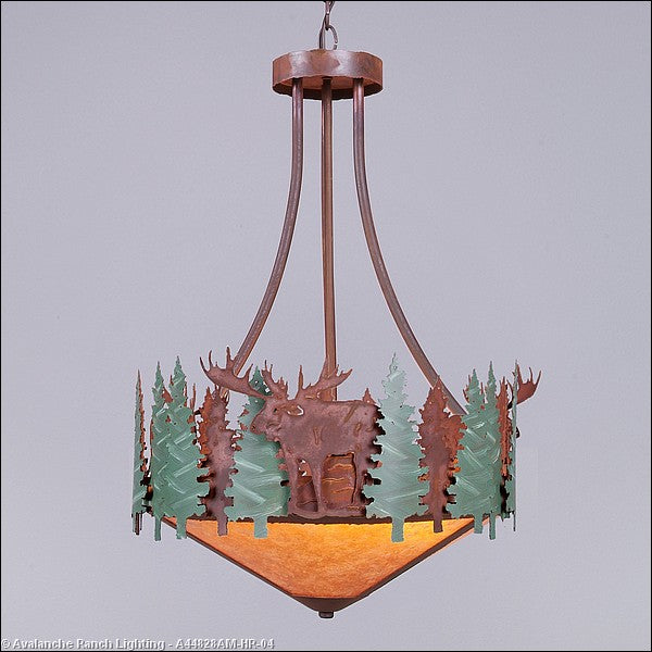 Avalanche Ranch Crestline-Moose A44828AM-HR-04 Pendant Light - Pine Green/Rust Patina