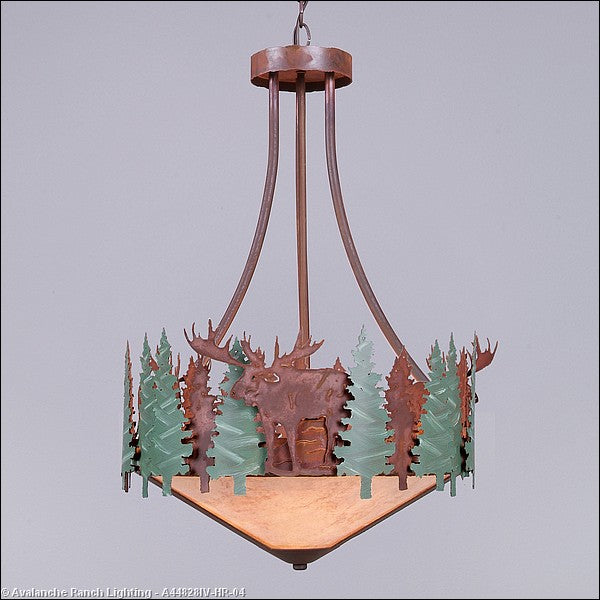 Avalanche Ranch Crestline-Moose A44828IV-HR-04 Pendant Light - Pine Green/Rust Patina