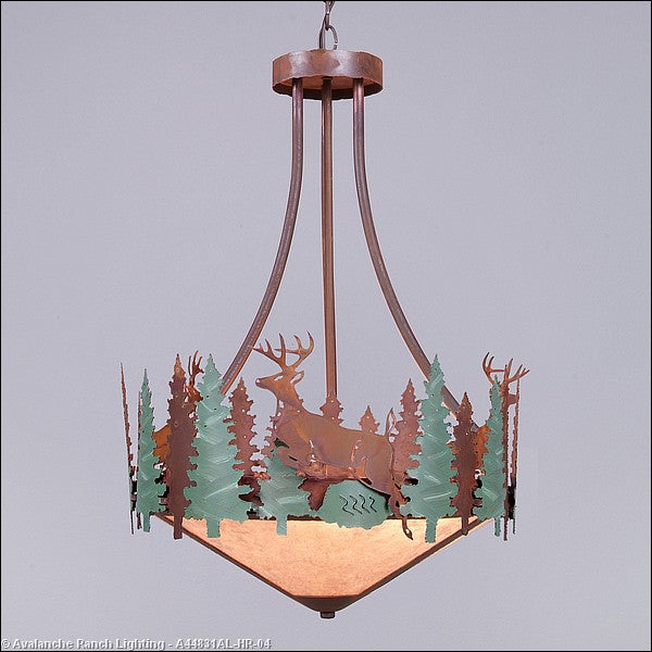 Avalanche Ranch Crestline-Deer A44831AL-HR-04 Pendant Light - Pine Green/Rust Patina