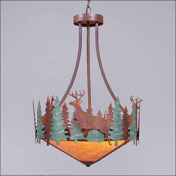 Avalanche Ranch Crestline-Deer A44831AM-HR-04 Pendant Light - Pine Green/Rust Patina