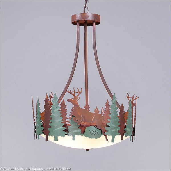 Avalanche Ranch Crestline-Deer A44831FC-HR-04 Pendant Light - Pine Green/Rust Patina