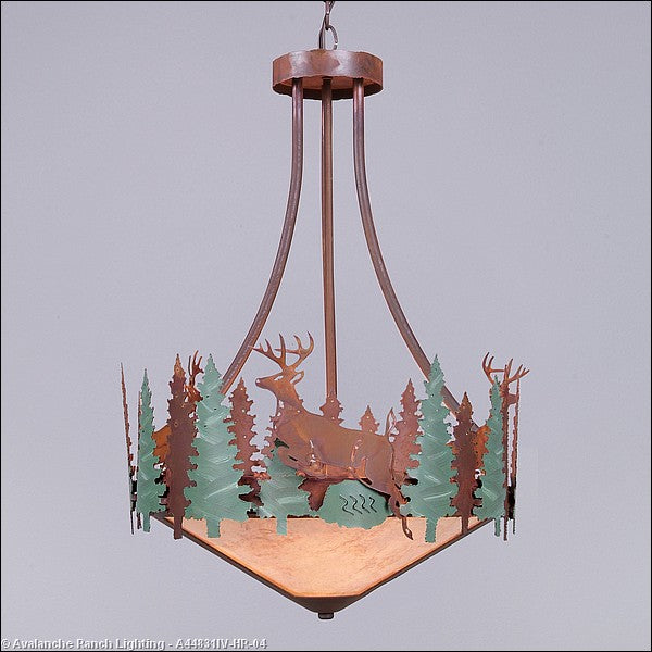 Avalanche Ranch Crestline-Deer A44831IV-HR-04 Pendant Light - Pine Green/Rust Patina