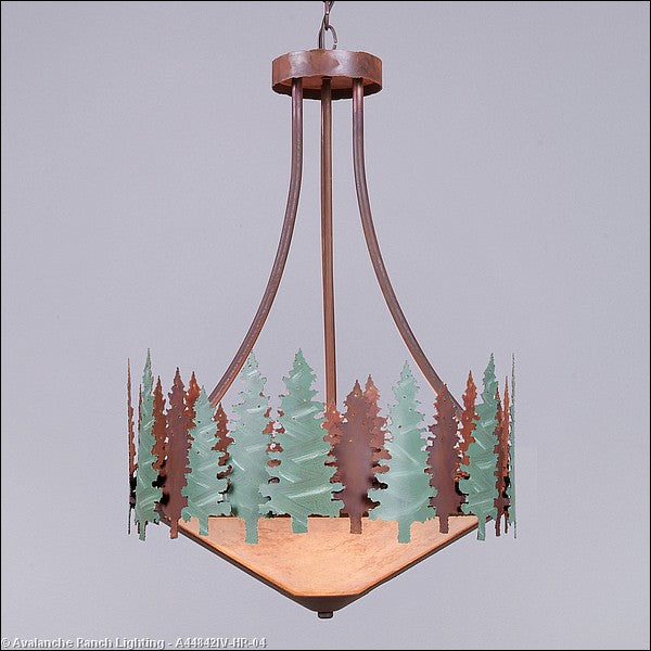 Avalanche Ranch Crestline-Pine Tree A44842IV-HR-04 Pendant Light - Pine Green/Rust Patina