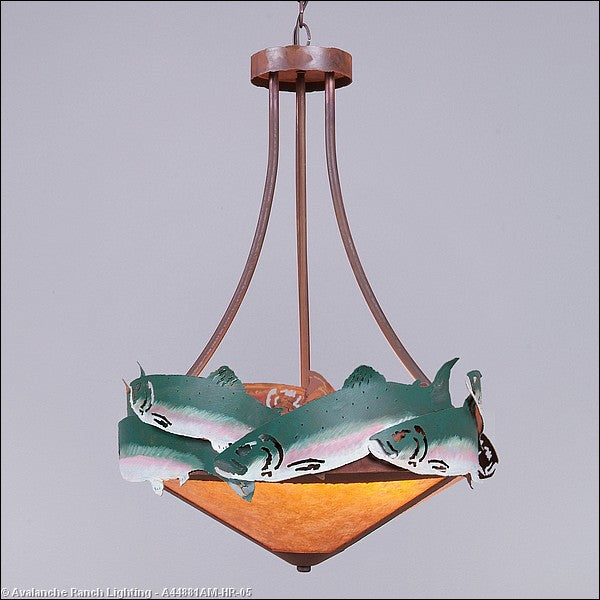 Avalanche Ranch Crestline-Trout A44881AM-HR-05 Pendant Light - Fish/Rust Patina