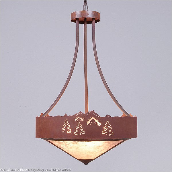 Avalanche Ranch Ridgemont-Mountain-Pine Cutout A45145AL-HR-02 Pendant Light - Rust Patina