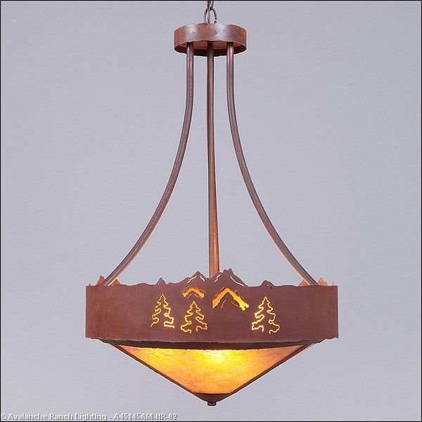 Avalanche Ranch Ridgemont-Mountain-Pine Cutout A45145AM-HR-02 Pendant Light - Rust Patina