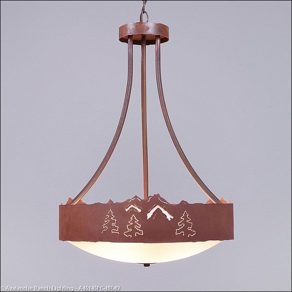 Avalanche Ranch Ridgemont-Mountain-Pine Cutout A45145FC-HR-02 Pendant Light - Rust Patina