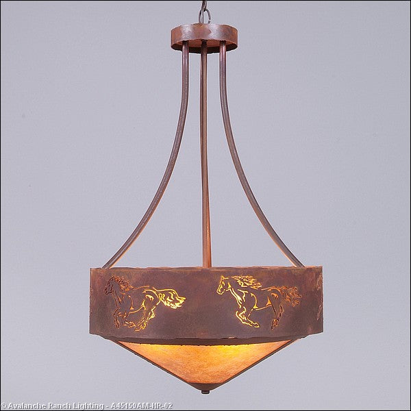 Avalanche Ranch Ridgemont-Horse Cutout A45159AM-HR-02 Pendant Light - Rust Patina