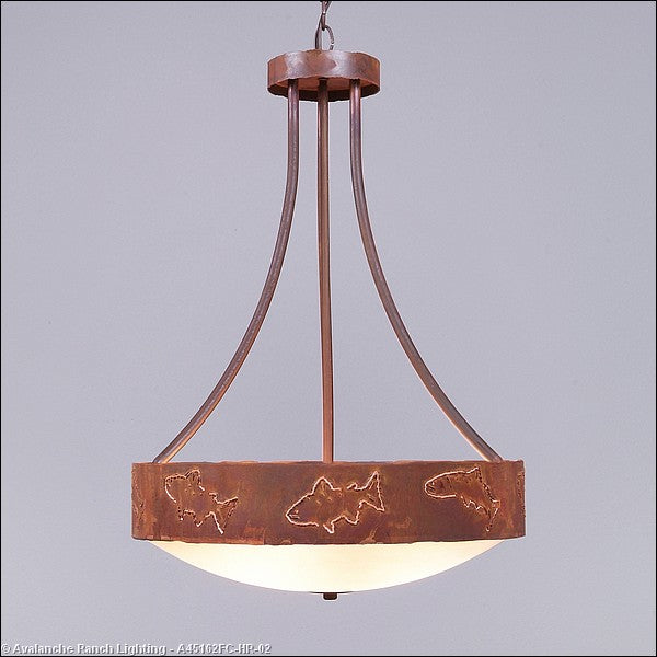 Avalanche Ranch Ridgemont-Fish Cutout A45162FC-HR-02 Pendant Light - Rust Patina