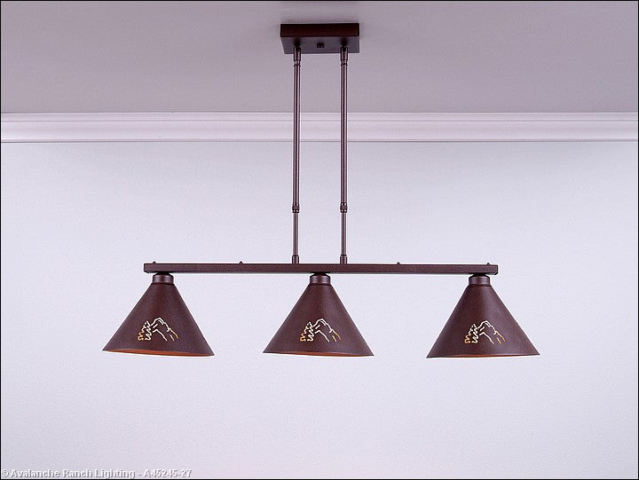Avalanche Ranch Canyon-Mountain-Pine Cutout A45245-27 Pendant Light - Rustic Brown
