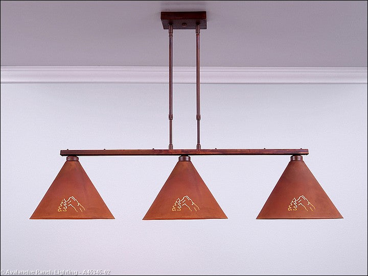 Avalanche Ranch Canyon-Mountain-Pine Cutout A45345-02 Pendant Light - Rust Patina