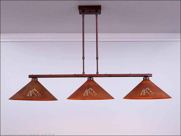 Avalanche Ranch Canyon-Mountain-Pine Cutout A45545-02 Pendant Light - Rust Patina