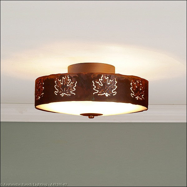 Avalanche Ranch Ridgemont-Maple Cutout A47106-02 Ceiling Light - Rust Patina