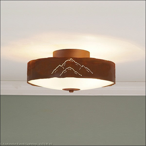 Avalanche Ranch Ridgemont-Mountain Cutout A47141-02 Ceiling Light - Rust Patina
