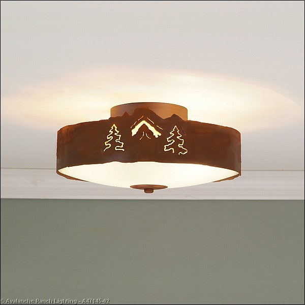 Avalanche Ranch Ridgemont-Mountain-Pine Cutout A47145-02 Ceiling Light - Rust Patina
