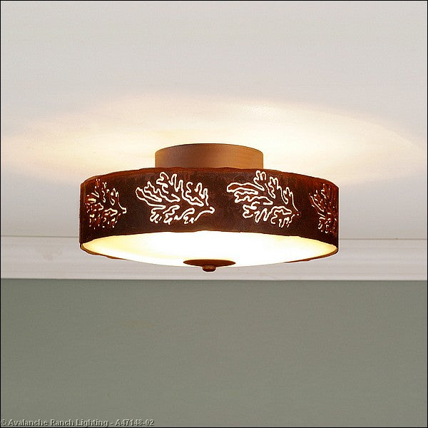 Avalanche Ranch Ridgemont-Cedar Bough Cutout A47148-02 Ceiling Light - Rust Patina
