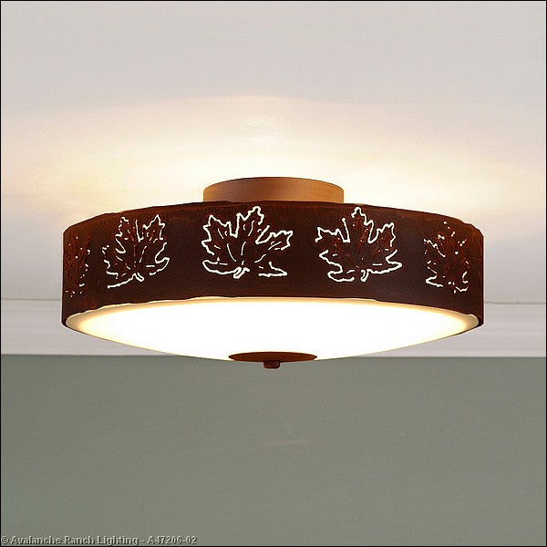 Avalanche Ranch Ridgemont-Maple Cutout A47206-02 Ceiling Light - Rust Patina