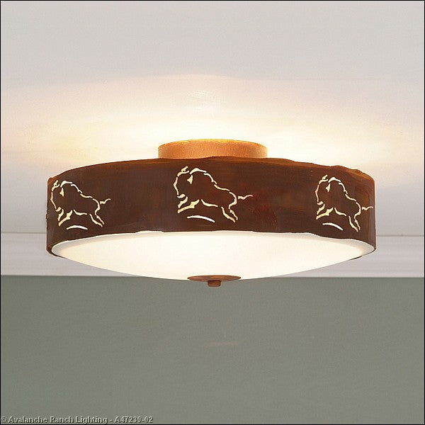 Avalanche Ranch Ridgemont-Bison A47239-02 Ceiling Light - Rust Patina