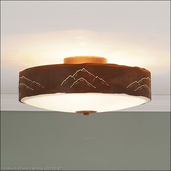Avalanche Ranch Ridgemont-Mountain Cutout A47241-02 Ceiling Light - Rust Patina