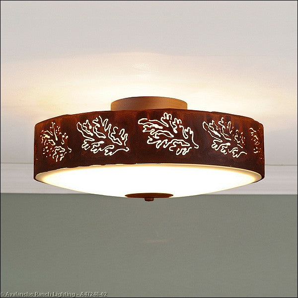 Avalanche Ranch Ridgemont-Cedar Bough Cutout A47248-02 Ceiling Light - Rust Patina