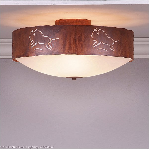 Avalanche Ranch Ridgemont-Bison A47739-02 Ceiling Light - Rust Patina