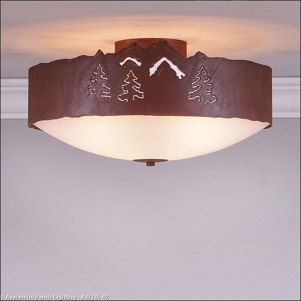 Avalanche Ranch Ridgemont-Mountain-Pine Cutout A47745-02 Ceiling Light - Rust Patina