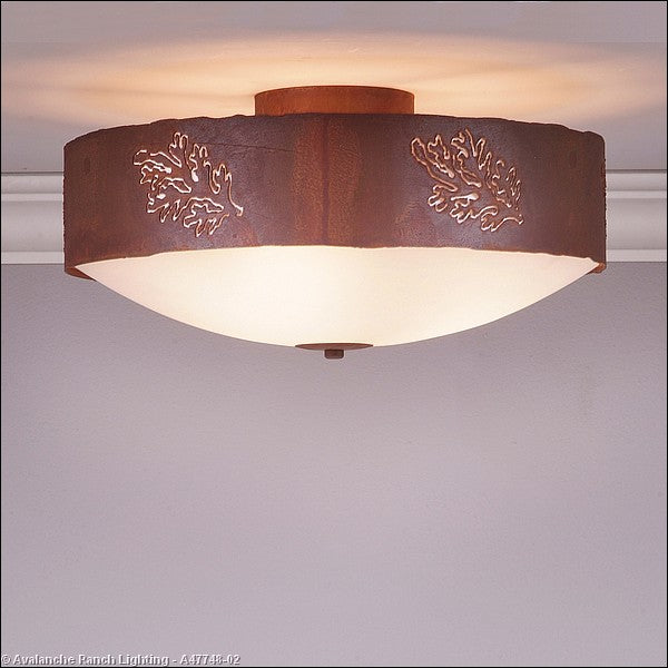 Avalanche Ranch Ridgemont-Cedar Bough Cutout A47748-02 Ceiling Light - Rust Patina