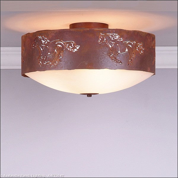 Avalanche Ranch Ridgemont-Horse Cutout A47759-02 Ceiling Light - Rust Patina