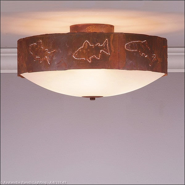 Avalanche Ranch Ridgemont-Fish Cutout A47762-02 Ceiling Light - Rust Patina