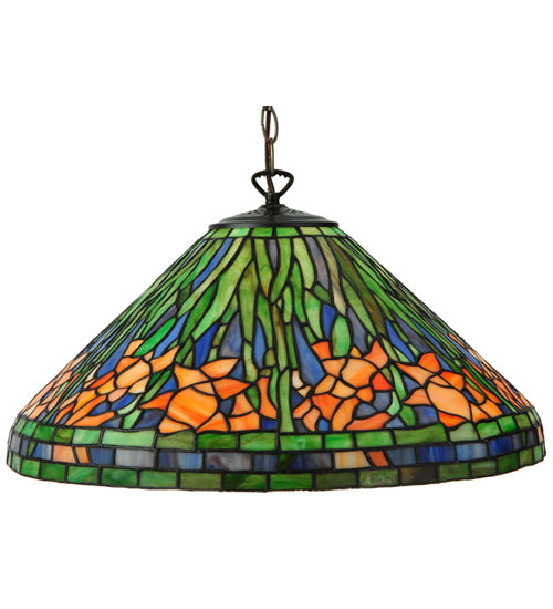 Meyda Tiffany Hanging Daffodil 31094 Pendant Light - Mahogany Bronze