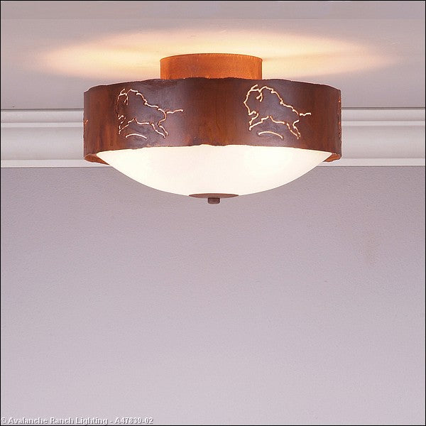 Avalanche Ranch Ridgemont-Bison A47839-02 Ceiling Light - Rust Patina