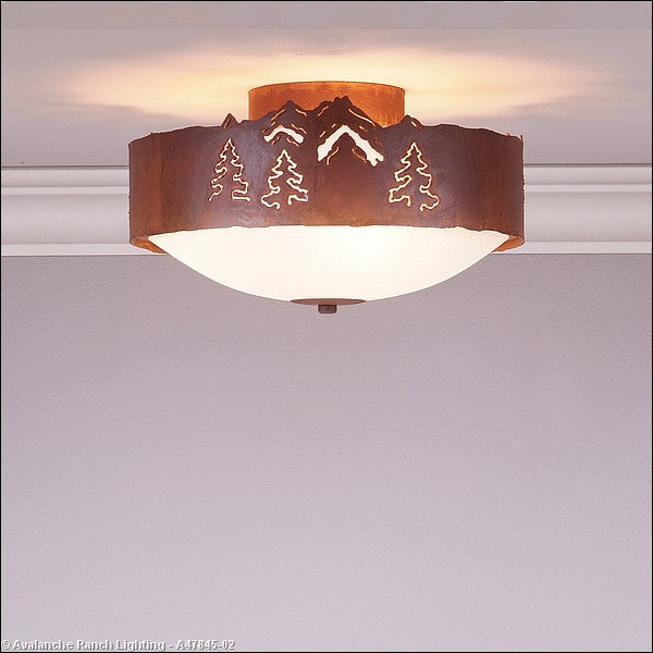 Avalanche Ranch Ridgemont-Mountain-Pine Cutout A47845-02 Ceiling Light - Rust Patina