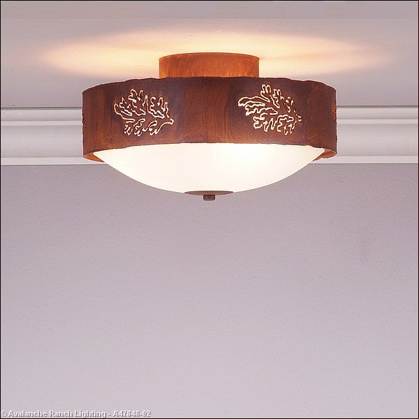 Avalanche Ranch Ridgemont-Cedar Bough Cutout A47848-02 Ceiling Light - Rust Patina