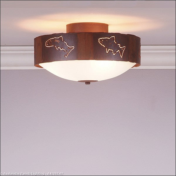 Avalanche Ranch Ridgemont-Fish Cutout A47862-02 Ceiling Light - Rust Patina
